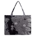 Black and White Lily Pond Zipper Medium Tote Bag View1