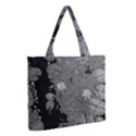 Black and White Lily Pond Zipper Medium Tote Bag View2