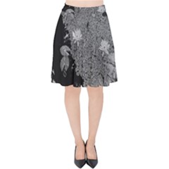 Black And White Lily Pond Velvet High Waist Skirt by okhismakingart