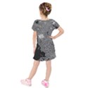 Black and White Lily Pond Kids  Short Sleeve Velvet Dress View2