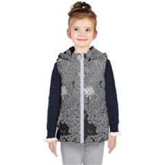 Black And White Lily Pond Kids  Hooded Puffer Vest by okhismakingart