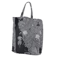 Black And White Lily Pond Giant Grocery Tote by okhismakingart