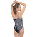 Black and White Lily Pond Classic One Shoulder Swimsuit View2