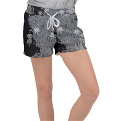 Black And White Lily Pond Women s Velour Lounge Shorts by okhismakingart