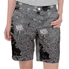 Black And White Lily Pond Pocket Shorts by okhismakingart