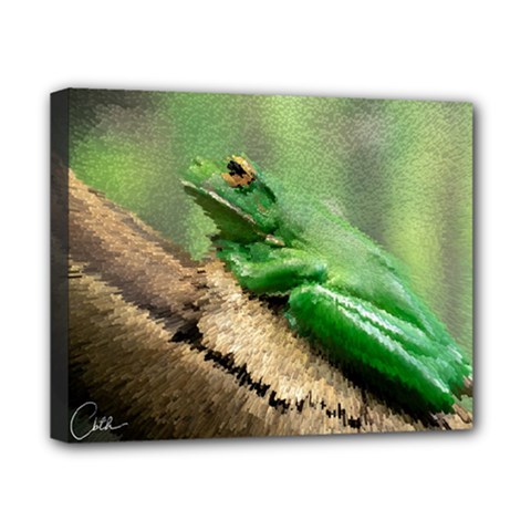 Frog Pixels Canvas 10  X 8  (framed) by Cbth