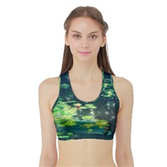 Lily Pond Ii Sports Bra With Border by okhismakingart