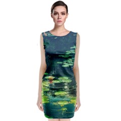 Lily Pond Ii Sleeveless Velvet Midi Dress by okhismakingart