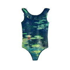 Lily Pond Ii Kids  Frill Swimsuit by okhismakingart