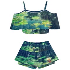 Lily Pond Ii Kids  Off Shoulder Skirt Bikini by okhismakingart