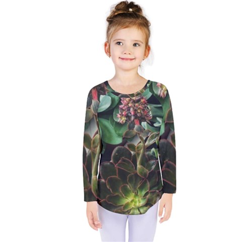 Succulents Kids  Long Sleeve Tee by okhismakingart