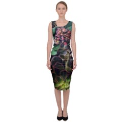 Succulents Sleeveless Pencil Dress