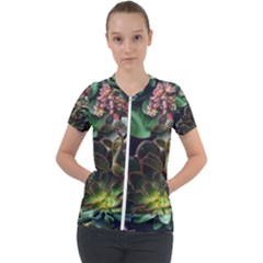 Succulents Short Sleeve Zip Up Jacket by okhismakingart