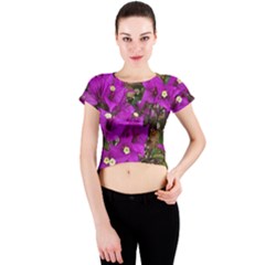 Bougainvillea  Crew Neck Crop Top by okhismakingart