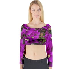 Bougainvillea  Long Sleeve Crop Top by okhismakingart