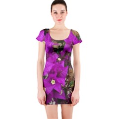 Bougainvillea  Short Sleeve Bodycon Dress by okhismakingart