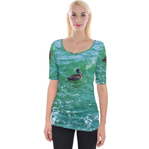 Waterbird  Wide Neckline Tee by okhismakingart