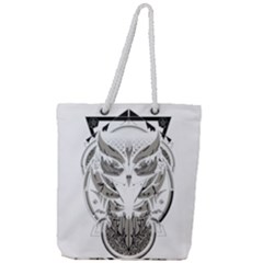 Owl Full Print Rope Handle Tote (large) by Sudhe