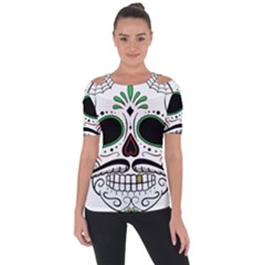 Day Of The Dead Skull Sugar Skull Shoulder Cut Out Short Sleeve Top by Sudhe