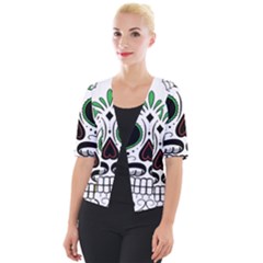 Day Of The Dead Skull Sugar Skull Cropped Button Cardigan by Sudhe