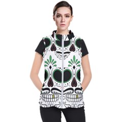 Day Of The Dead Skull Sugar Skull Women s Puffer Vest by Sudhe