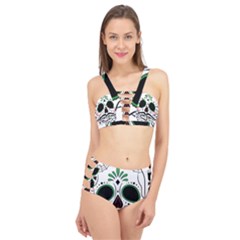 Day Of The Dead Skull Sugar Skull Cage Up Bikini Set by Sudhe