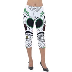 Day Of The Dead Skull Sugar Skull Lightweight Velour Capri Leggings  by Sudhe