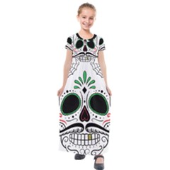 Day Of The Dead Skull Sugar Skull Kids  Short Sleeve Maxi Dress by Sudhe