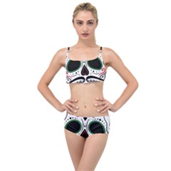 Day Of The Dead Skull Sugar Skull Layered Top Bikini Set by Sudhe