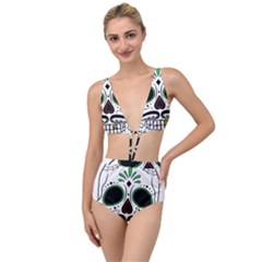 Day Of The Dead Skull Sugar Skull Tied Up Two Piece Swimsuit by Sudhe