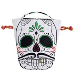 Day Of The Dead Skull Sugar Skull Drawstring Bucket Bag by Sudhe