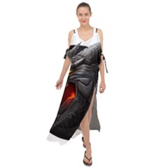 Dragon City Maxi Chiffon Cover Up Dress by Sudhe