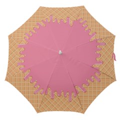 Ice Cream Pink Melting Background With Beige Cone Straight Umbrellas by genx