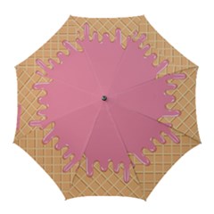 Ice Cream Pink Melting Background With Beige Cone Golf Umbrellas by genx