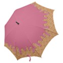 Ice Cream Pink melting background with beige cone Hook Handle Umbrellas (Large) View2