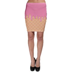 Ice Cream Pink Melting Background With Beige Cone Bodycon Skirt by genx