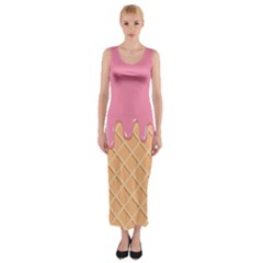 Ice Cream Pink Melting Background With Beige Cone Fitted Maxi Dress by genx