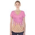 Ice Cream Pink melting background with beige cone Short Sleeve Front Detail Top View1