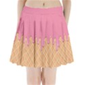 Ice Cream Pink melting background with beige cone Pleated Mini Skirt View1