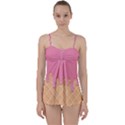 Ice Cream Pink melting background with beige cone Babydoll Tankini Set View1