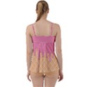 Ice Cream Pink melting background with beige cone Babydoll Tankini Set View2