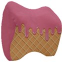 Ice Cream Pink melting background with beige cone Velour Head Support Cushion View3