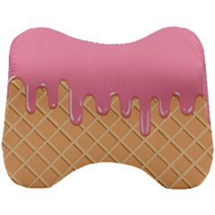 Ice Cream Pink Melting Background With Beige Cone Head Support Cushion by genx