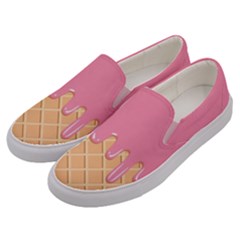 Ice Cream Pink Melting Background With Beige Cone Men s Canvas Slip Ons by genx