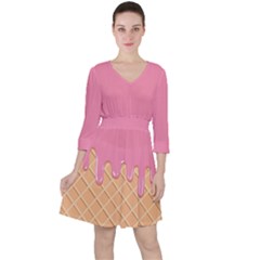 Ice Cream Pink Melting Background With Beige Cone Ruffle Dress by genx