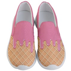 Ice Cream Pink Melting Background With Beige Cone Men s Lightweight Slip Ons by genx