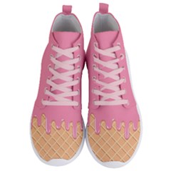 Ice Cream Pink Melting Background With Beige Cone Men s Lightweight High Top Sneakers by genx