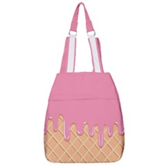 Ice Cream Pink Melting Background With Beige Cone Center Zip Backpack by genx