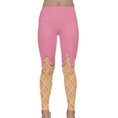 Ice Cream Pink Melting Background With Beige Cone Lightweight Velour Classic Yoga Leggings by genx