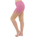 Ice Cream Pink melting background with beige cone Lightweight Velour Cropped Yoga Leggings View2